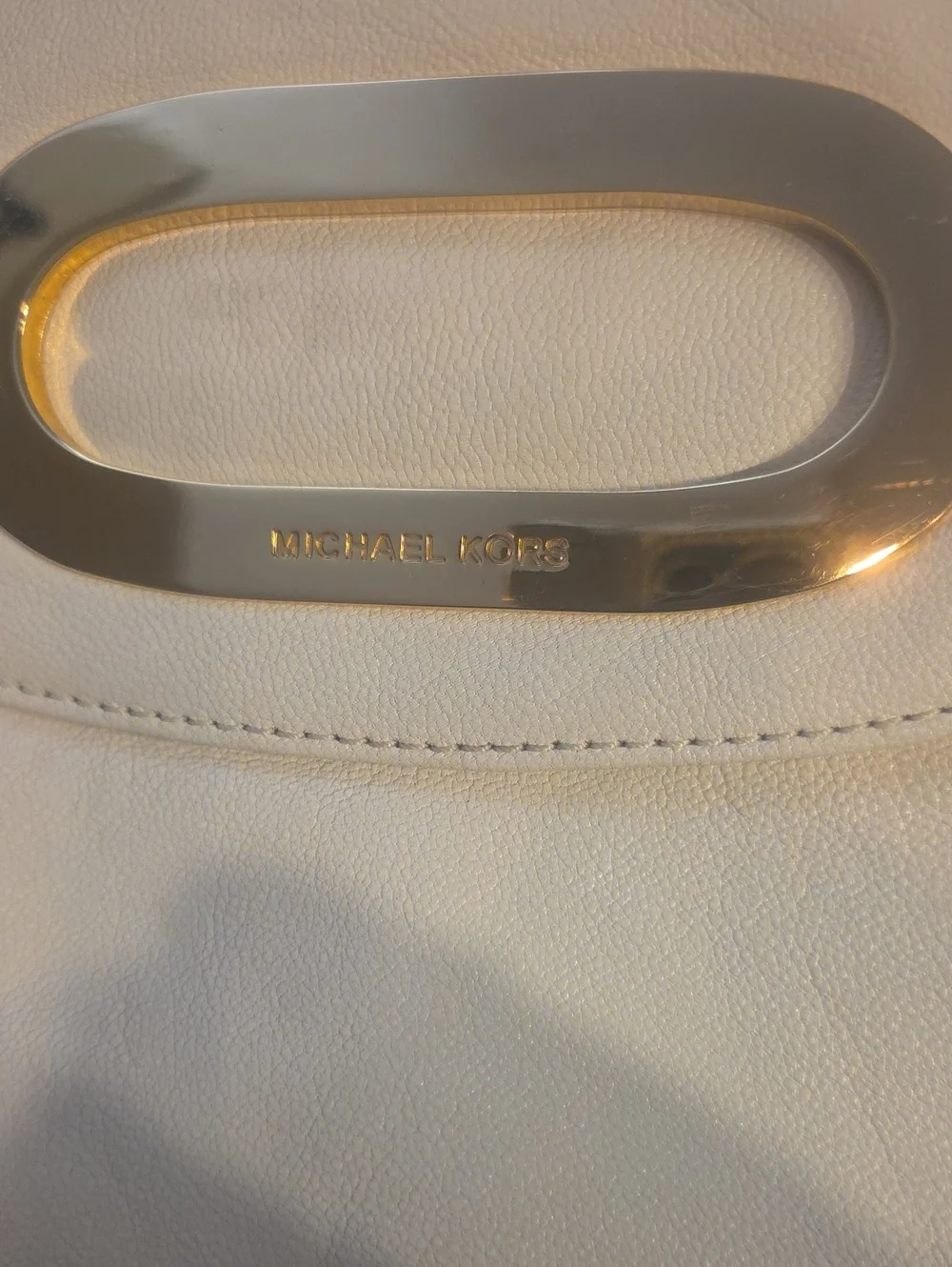 Michael Kors Cream Leather Crossbody Bag with Gold Accent